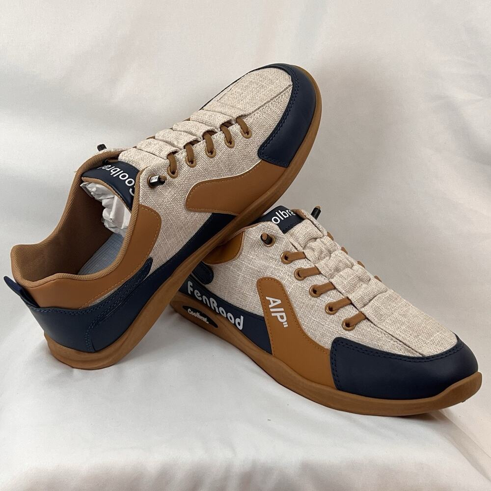 Mens Sneakers Sz 12 Brown Navy Casual Walking Shoes Lightweight Comfort Coolbrat